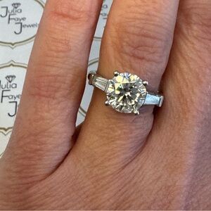 2.55ct G, VS2 Ideal Cut Tapered Baguette Engagement Ring